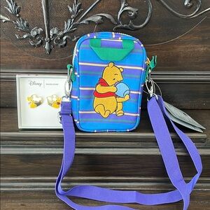 Disney Blue and Green Winnie the Pooh Bag With matching earrings.